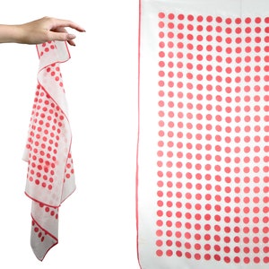 Vintage 1960s Scarf | 60s Polka Dots 30.5&quot; Square Mid Century Scarf