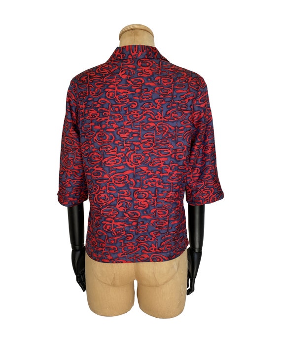 Vintage 1960s Short Sleeve Shirt | Magoo Red Abst… - image 4