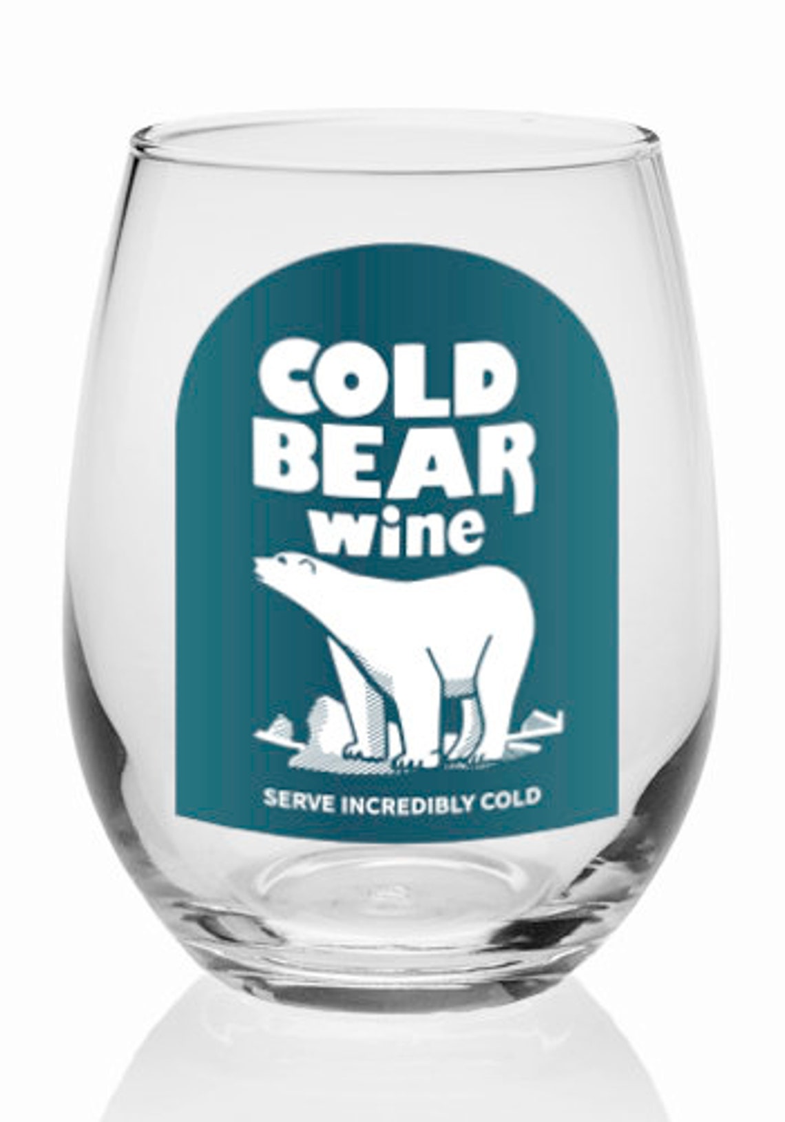 Cold Bear Wine Logostemless Wine Glasses Set of 8 serve Etsy