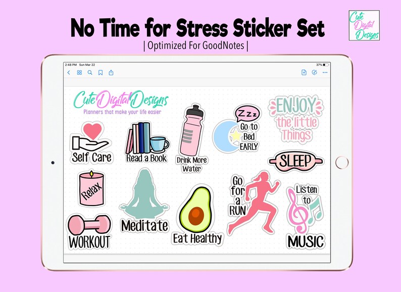 Digital Stickers - No Time for Stress | Goodnotes | Digital Planner ...