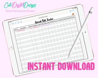 Planificador de facturas anuales, Goodnotes, planificador digital, planificador para iPad, planificador en PDF, planificador imprimible