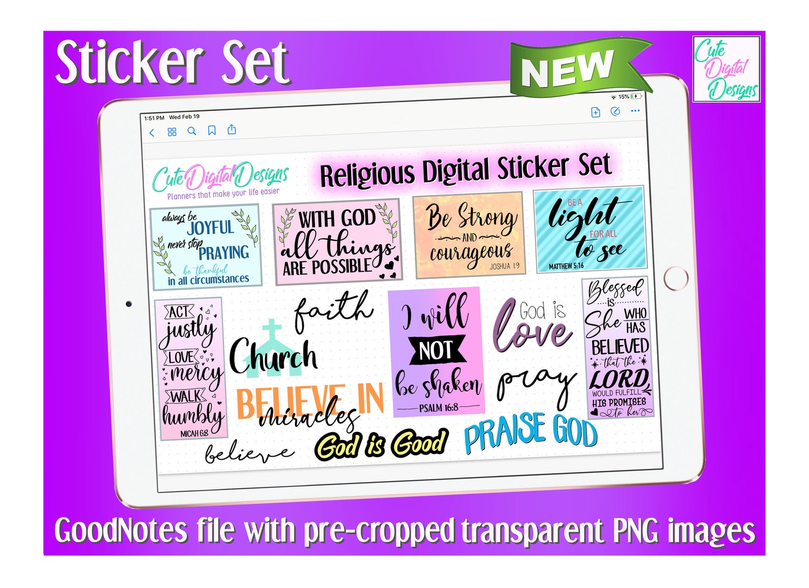 Religious Sticker Set Goodnotes Digital Planner iPad Etsy