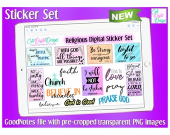 Conjunto de pegatinas religiosas / GoodNotes / Planificador digital / Planificador de iPad / Planificador PDF / Pegatinas digitales