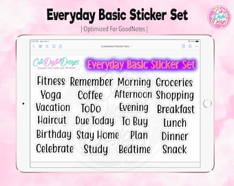 Set de pegatinas básicas para todos los días / GoodNotes / Planificador digital / Planificador para iPad / Planificador PDF / Pegatinas digitales / Presupuesto / Finanzas