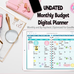 UNDATED Monthly Budget Planner Plus | GoodNotes | Digital Planner | iPad Planner | PDF Planner | Digital Stickers