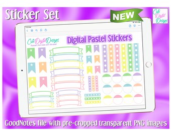 Conjunto de pegatinas pastel digitales v.2 / GoodNotes / Planificador digital / Planificador de iPad / Planificador PDF / Pegatinas digitales