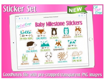 Conjunto de pegatinas Baby Milestone v.1 / GoodNotes / Planificador digital / Planificador de iPad / Planificador PDF / Pegatinas digitales