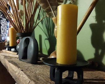 Candle Set 3" dia. Beeswax Pillar Scented / Handcrafted with 100% Pure Natural Beeswax /  3", 4", 5" and 6" Heights