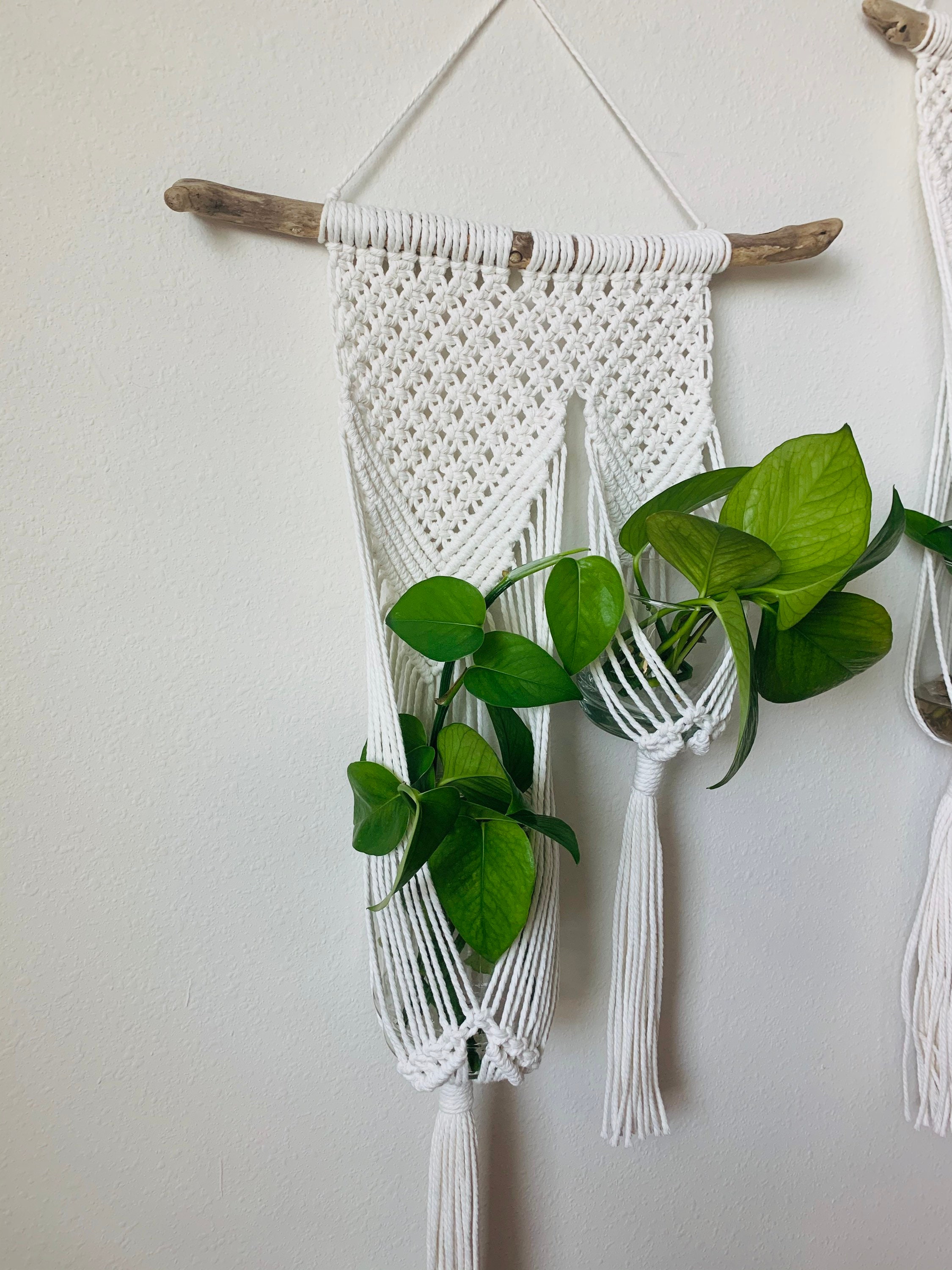 Macramé Plant Hanger Double Plant Wall Hanger Etsy UK