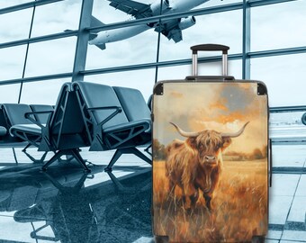 Suitcase gift suitcase luggage suitcases Cabin Suitcase Custom Suitcase Luggage Travel  Personalized Luggage Carry On Luggage highland cow