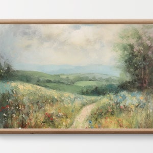 Vintage landscape wall art, vintage field wall art, landscape oil painting, vintage wall art printable, digital download prints