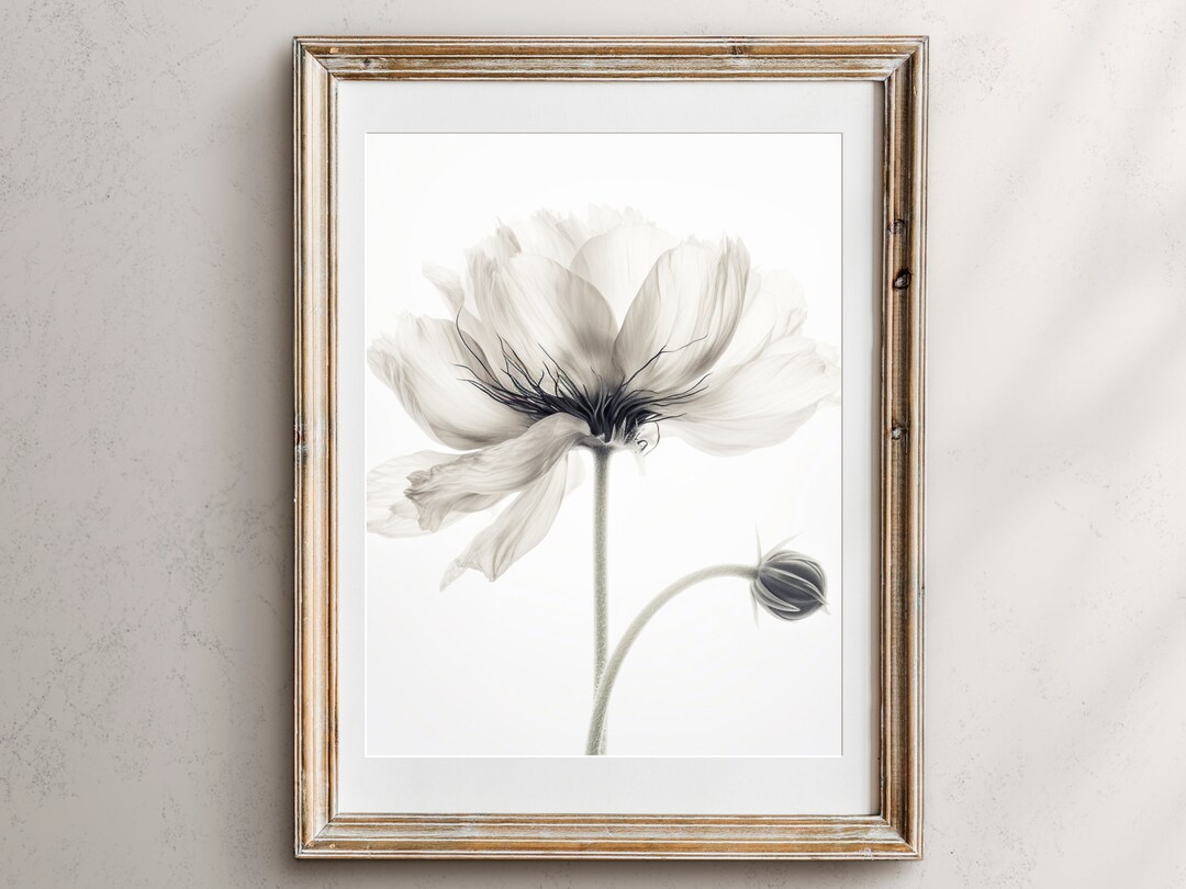 Minimalist Flower Wall Art Print, Botanical Art Print, Printable Wall