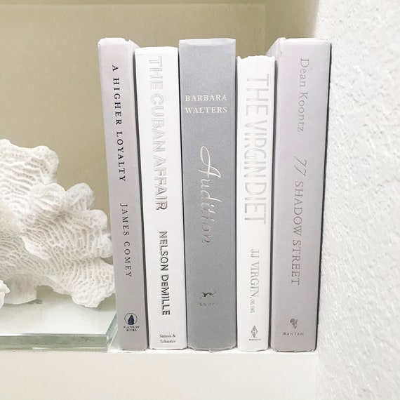 Bundle of light grey and white decorative books books for Etsy