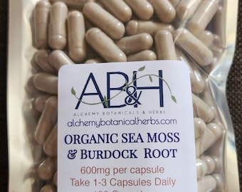 Sea Moss & Burdock Root Capsules - 600mg, 100 Count
