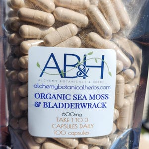 Organic Sea Moss & Bladderwrack Blend Capsules 100% Pure No Fillers  Chrondrus Crispus Fucus Vesiculosus