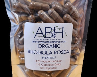 Organic Rhodiola Rosea Capsules 5:1 Extract 470mg  60 Capsules