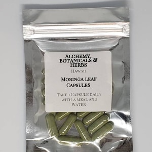 Organic Moringa Leaf Capsules Vegetarian 30 Capsules 60 Capsules 400 mg per capsule 1 month Supply Moringa Oleifera