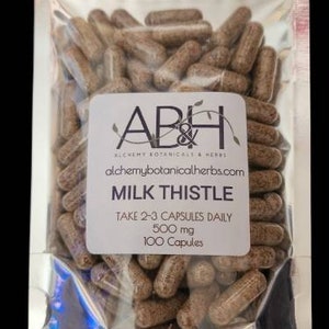Organic Milk Thistle Seed Powder Capsules 500mg 100 Capsules