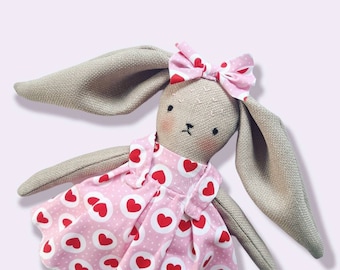 Dark doll Fabric doll Baby room d\u00e9cor Girls birthday gift Rabbit plush Rabbit doll Unique doll Textile art doll Handmade bunny