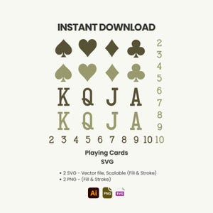 Playing Cards SVG, Spades SVG, Solitaire Cards, King, Queen, Jack, Ace, Diamond, Club, Hearts, Spades