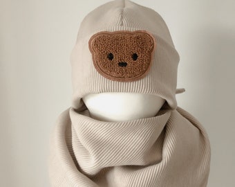 Hipster Beanie Teddy Bären Patch | Beanie | Mütze | Wintermütze | Kinder Beanie | Beanie für Kinder