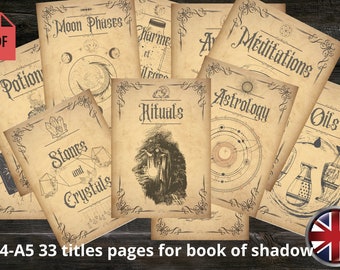 A4 A5 title for book of shadows