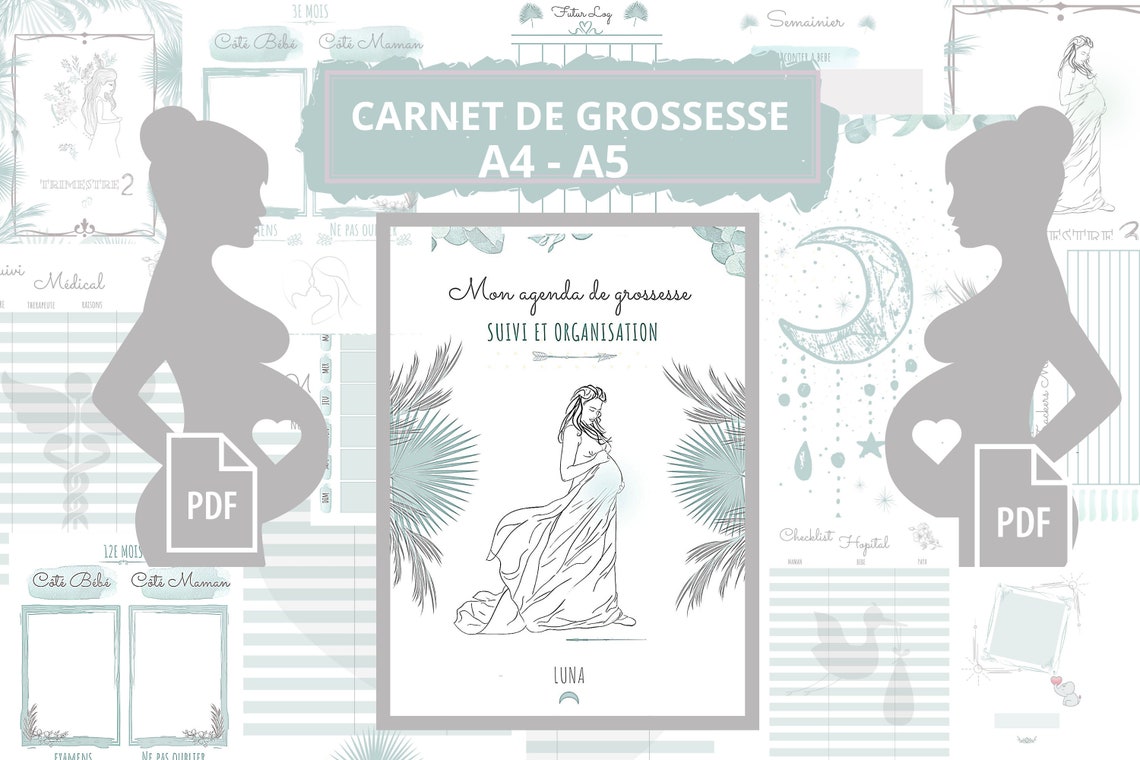 Page De Garde Grossesse ORGANISEUR DE GROSSESSE imprimable pdf A4 A5 carnet de suivi | Etsy