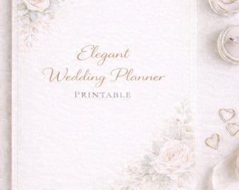 Planificador de bodas imprimible / Lista de verificación elegante para la planificación de bodas / Cronograma, presupuesto, hoja de proveedores y notas / Planificador minimalista para novias en PDF