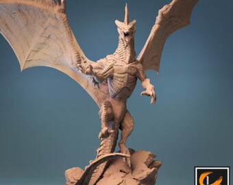 Ancient Silver Dragon D&D Miniature, by Lord of the Print // 3D Print on Demand / DnD / Pathfinder / RPG / DRAGON