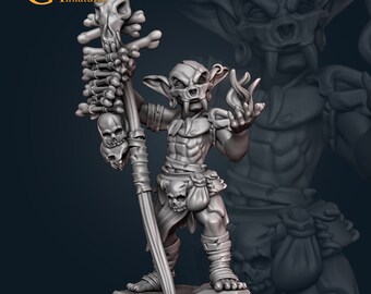 Goblin Shaman D&D miniature, by Galaad Miniatures // 3D Print on Demand / DnD / Pathfinder / RPG