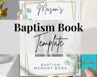 LDS Baptism Memory Book Template | Customizable Canva Keepsake for Latter-Day Saint 8-Year-Old Baptism