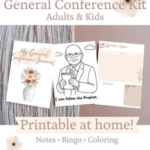 LDS General Conference Printable Kit | Study Journal, Kids Bingo (8.5x11) | April Conference