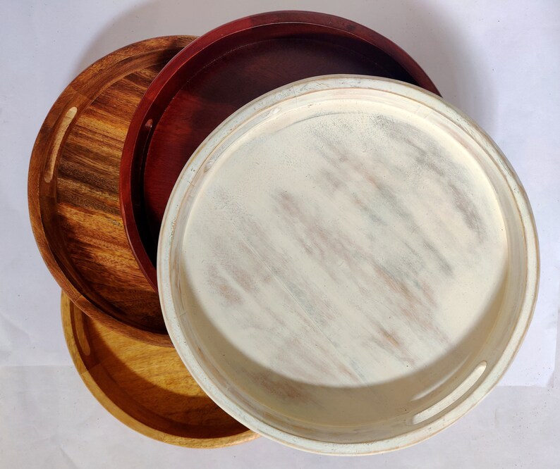 WOODEN SERVING TRAY Round Wood Tray Food Serving Platter Etsy