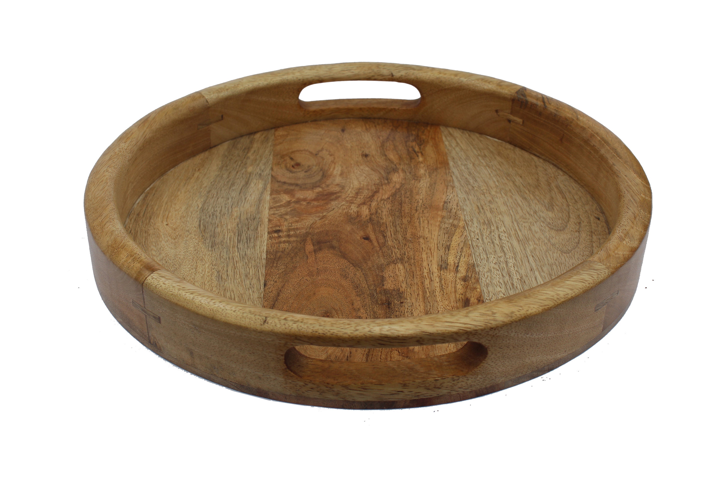 Round Wooden Tray with Handles for Centerpiece Ottoman and Etsy