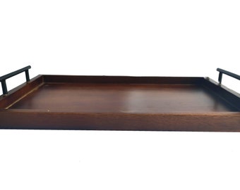 WoodGraphs Handmade Wooden Serving Tray | Large Wood Tray with Handles | Serving Platter & Kitchen Counter Tray | Centerpiece Ottoman Decor