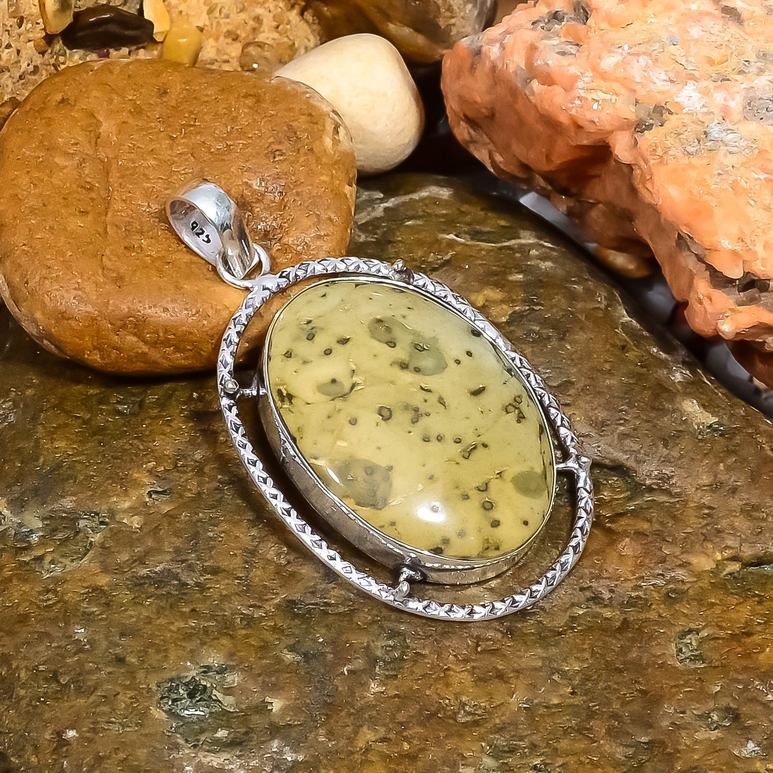 Flint Stone Gemstone Handmade 925 Sterling Silver Jewelry Etsy