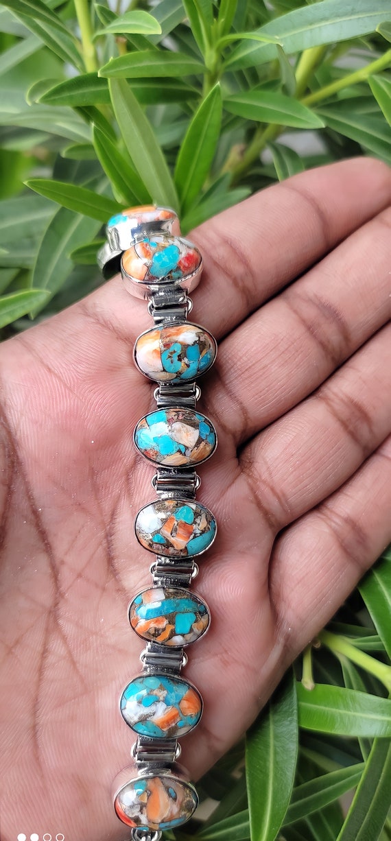 Spiny Oyster Copper Turquoise Bracelet Natural Spiny Oyster