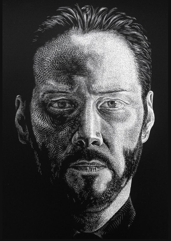 John Wick Art Print Portrait Drawing Portrait Artwork Realistic Portrait Celebrity Portrait Limited Edition A4 Print
