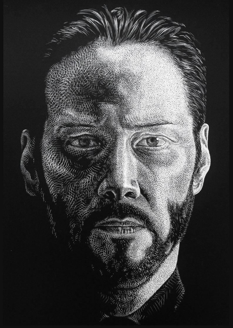 John Wick Art Print Portrait Drawing Portrait Artwork Realistic Portrait Celebrity Portrait Limited Edition A4 Print