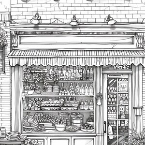 Storefronts Designs Coloring Book for Adults | 35 Cozy Printable Pages for Relaxation ...