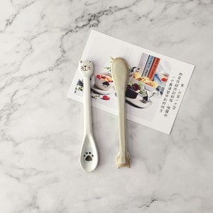 Kitty handmade spoon,Handmade ceramic spoon,Cute handmade spoon kitchen decor, house warming gift