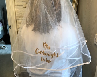 Personalised Bridal Veil Made to order. Hen Party Ideas