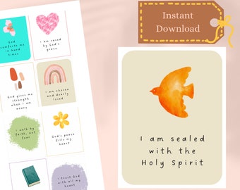 Christian affirmation Cards, 40 Printable Prints, Digital Download, PDF Printable