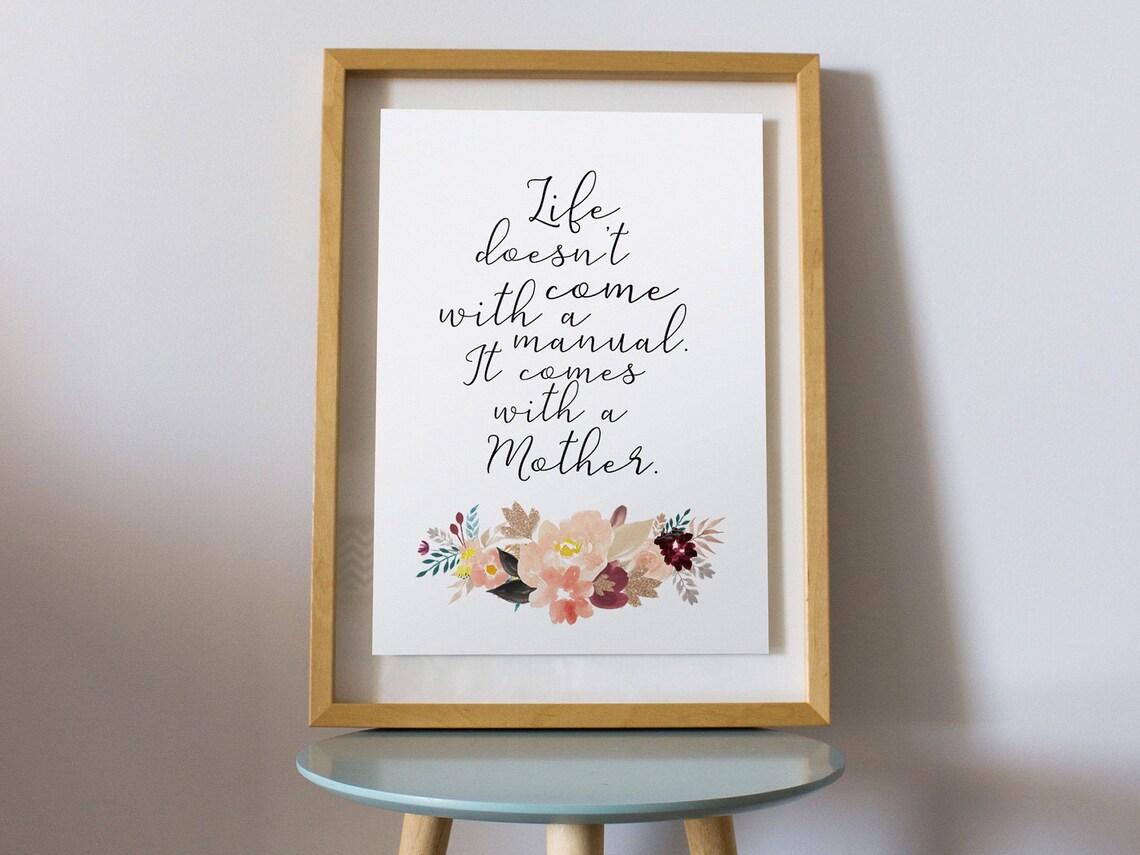 Het leven komt niet met een handmatige Wall Art citaat in Het leven komt niet met een handmatige Wall Art citaat in