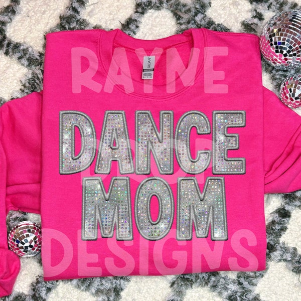 Dance mom faux embroidery diamond glitter rhinestone trendy digital download png