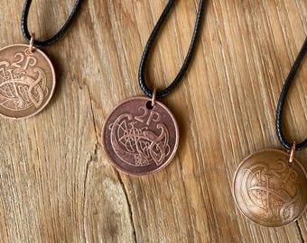 Irish 2 Pence Coin Pendant