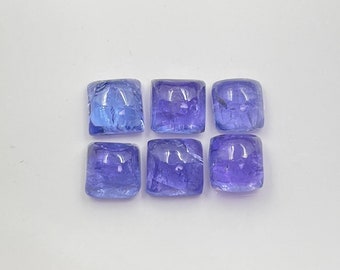 Tanzanite Callibrated 6 MM Lot 6 Pcs Square Shape Cabochon Gemstone Good Quality Tanzanite