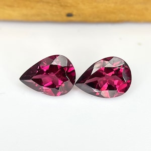 Paire de grenats rhodolites 9 x 7 mm 2,75 cts, forme poire, pierres précieuses à facettes, grenats, pierres de taille pour bijoux… GT-19