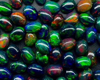 Black Opal Cabochon Lot: Ethiopian Oval Gemstones for Jewelry
