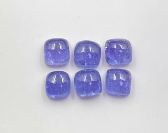 Tanzanit Cabochon Parti: 6 MM Kuddstenar, God Kvalitet (6 st)